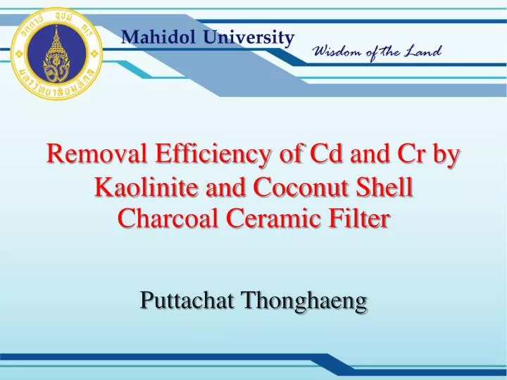 removal efficiency of cd and cr by kaolinite and coconut shell charcoal ceramic filter