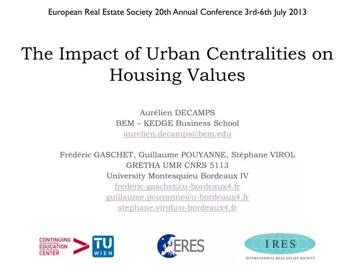 the impact of urban centralities on housing values