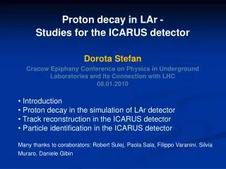 Introduction Proton decay in the simulation of LAr detector