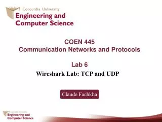 COEN 445 Communication Networks and Protocols Lab 6