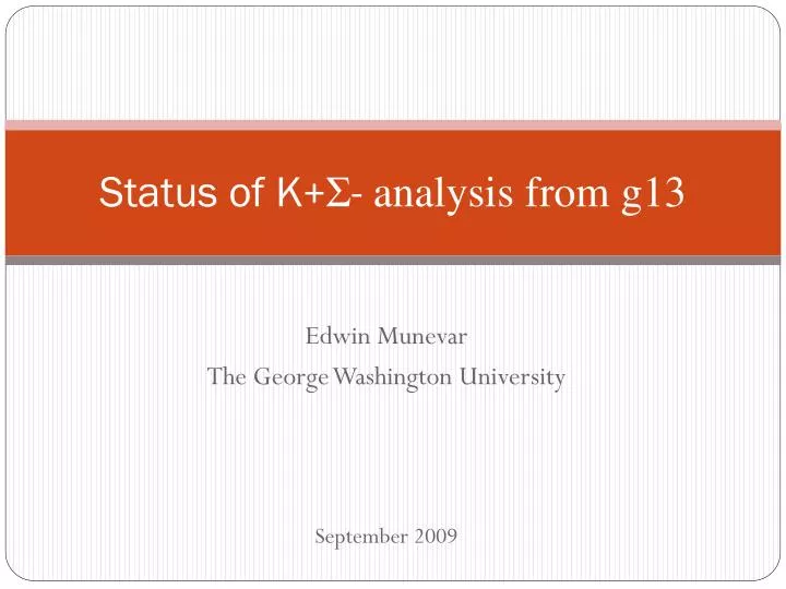 status of k analysis from g13