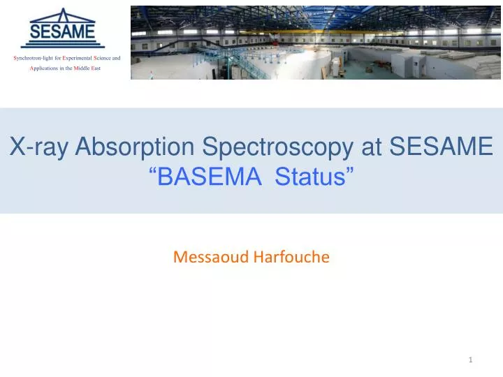 x ray absorption spectroscopy at sesame basema status