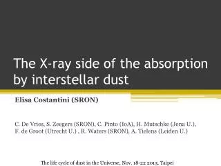 The X-ray side of the absorption by interstellar dust