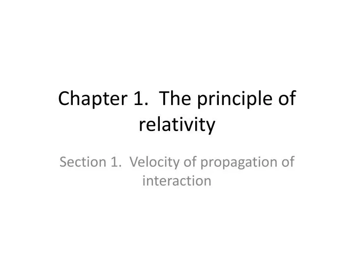 chapter 1 the principle of relativity