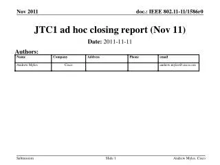 JTC1 ad hoc closing report (Nov 11)