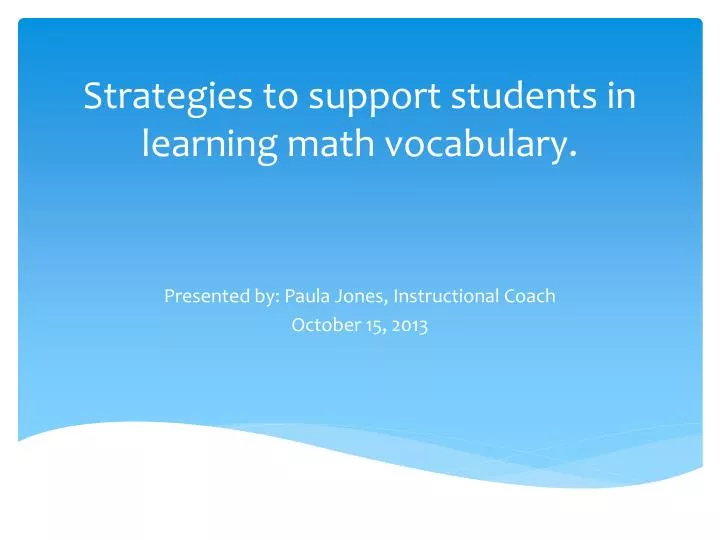 strategies to support students in learning math vocabulary