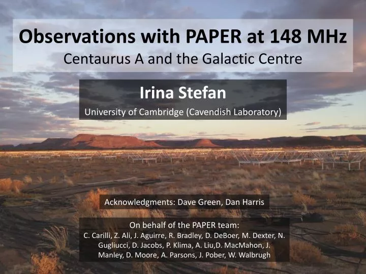 observations with paper at 148 mhz centaurus a and the galactic centre