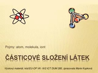 pojmy atom molekula iont