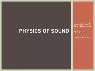 Physics of Sound