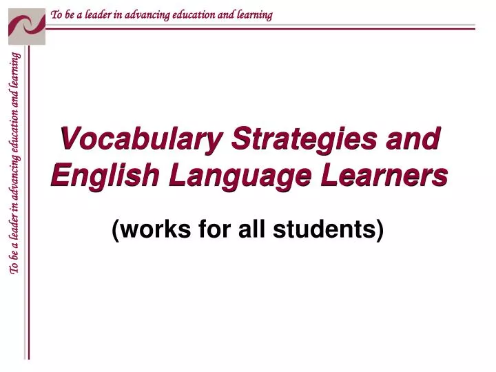 vocabulary strategies and english language learners