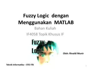 Fuzzy Logic dengan Menggunakan MATLAB
