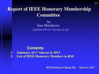 1/5 Report of IEEE Honorary Membership Committee