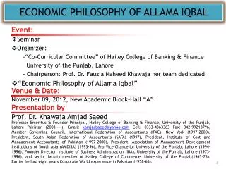 ECONOMIC PHILOSOPHY OF ALLAMA IQBAL