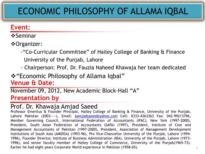 economic philosophy of allama iqbal