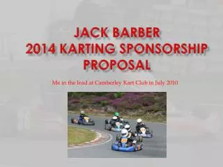 Jack Barber 2014 Karting sponsorship proposal