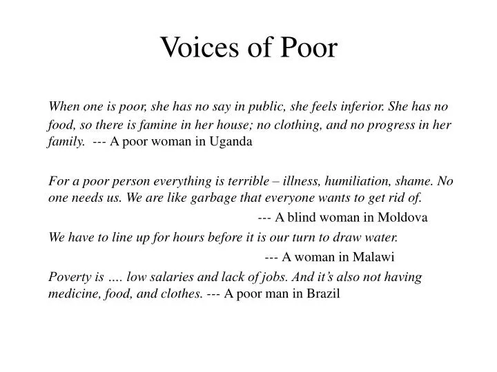 voices of poor