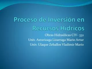proceso de inversi n en recursos h dricos
