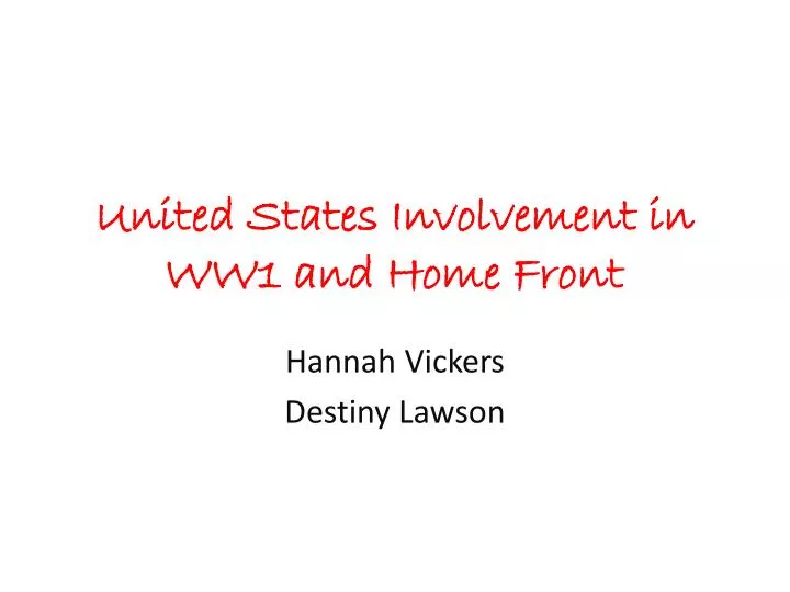 united states involvement in ww1 and home front