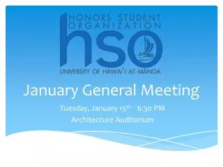 January General Meeting