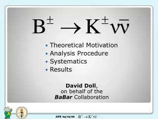 Theoretical Motivation Analysis Procedure Systematics Results