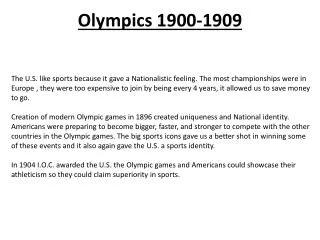 Olympics 1900-1909