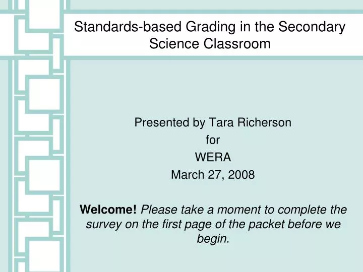 standards based grading in the secondary science classroom