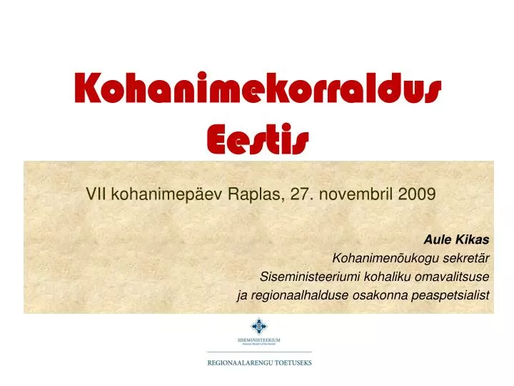 kohanimekorraldus eestis