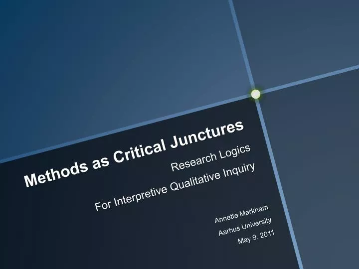 methods as critical junctures