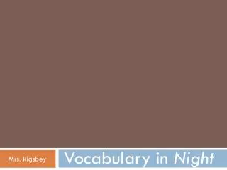 Vocabulary in Night