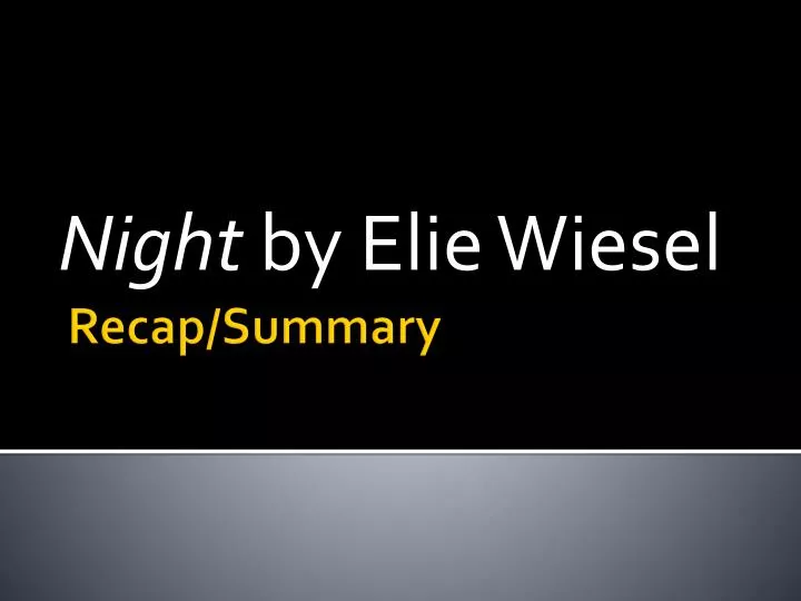 night by elie wiesel