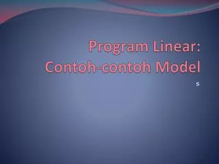 Program Linear: Contoh-contoh Model