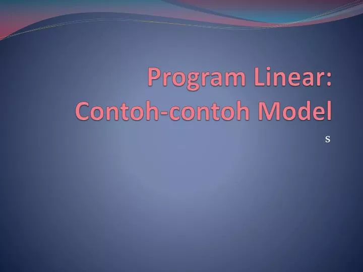 program linear contoh contoh model