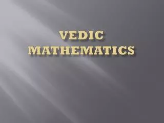 Vedic mathematics