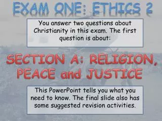 SECTION A: RELIGION, PEACE and JUSTICE