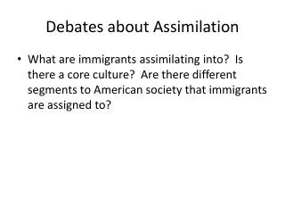 Debates about Assimilation
