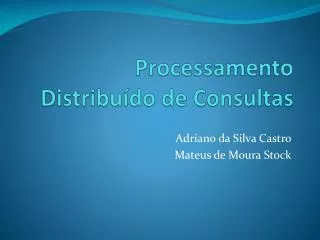 processamento distribu do de consultas