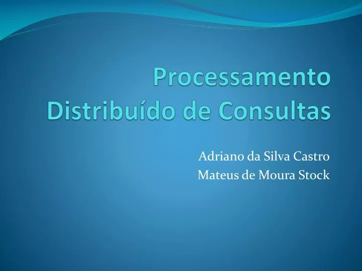 processamento distribu do de consultas