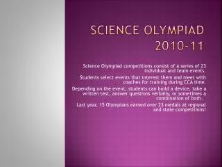 S cience Olympiad 2010-11