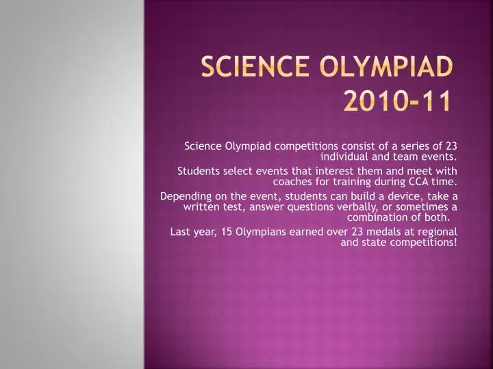 s cience olympiad 2010 11