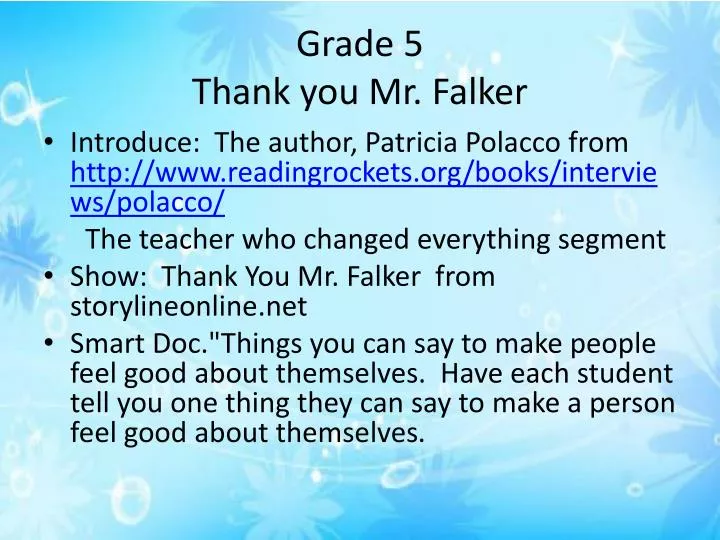 grade 5 thank you mr falker