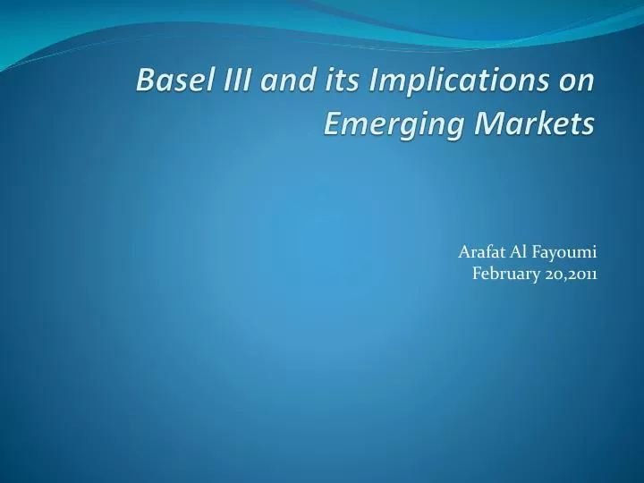 basel iii and its implications on emerging markets