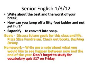 Senior English 1/3/12