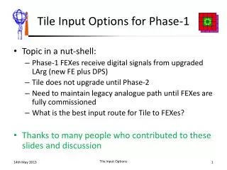 Tile Input Options for Phase-1