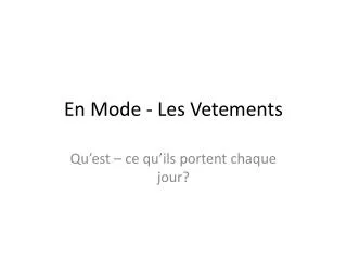 en mode les vetements
