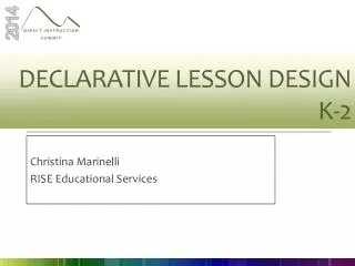 Declarative Lesson Design K-2