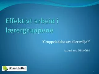 effektivt arbeid i l rergruppene