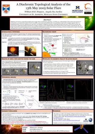 A Diachronic Topological Analysis of the 13th May 2005 Solar Flare