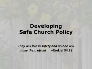 Developing Safe Church Policy