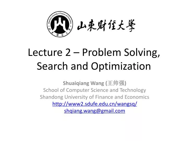 lecture 2 problem solving search and optimization