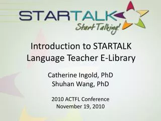 Introduction to STARTALK Language Teacher E-Library